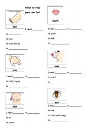 English Worksheet: My body parts work!