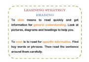 English Worksheet: Reading Learning Strategies