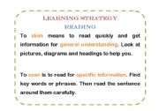 English worksheet: Reading Learning Strategies