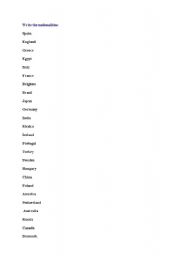 English worksheet: NATIONALITIES