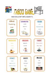 English Worksheet: Diseases taboo game