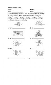 English Worksheet: Present Continue Tense 