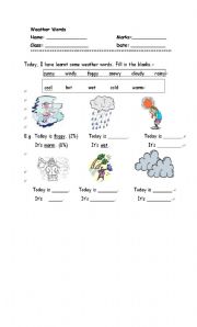 English Worksheet: Weather words