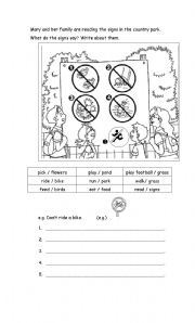 English Worksheet: Rules in a park