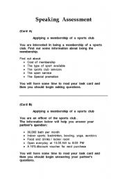 English worksheet: Speaking Assessment