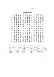 English Worksheet: Word Search for PARKS