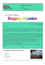 English Worksheet: Test - shopping in London