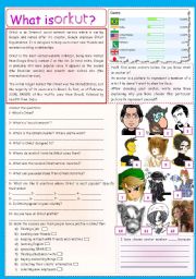 English Worksheet: What is Orkut? - reading comprehension - 2 pages (fully editable)