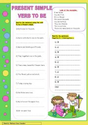 English Worksheet: Present simple Verb TO BE