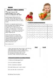 English Worksheet: Healthy food is boring!