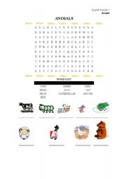 English worksheet: animals