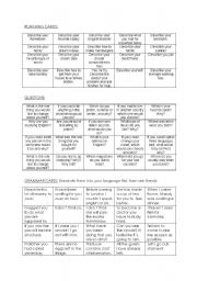 English Worksheet: winter game- cards +  paper containing game