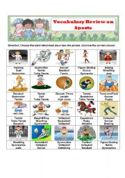 English Worksheet: Vocabulary Review on Sports