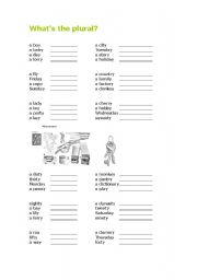 English Worksheet: Plural of words ending y