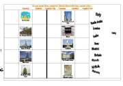 English worksheet: From esat and west, 10 countries and their cpital cities.