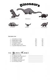 English Worksheet: Dinosaurs