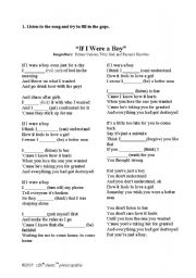 English Worksheet: Teaching with songs - If I were a boy