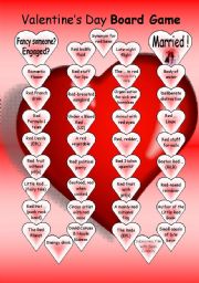 English Worksheet: Board Game - Valentines Day