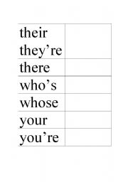 English worksheet: Homonyms