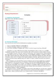 English Worksheet: civilzation