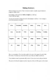 English worksheet: Make a Sentence