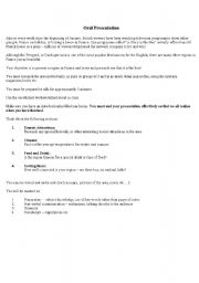 English Worksheet: Oral Presentation - Presenting a Region 