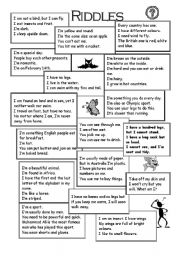 English Worksheet: riddles