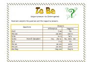 English worksheet: Verb TO BE