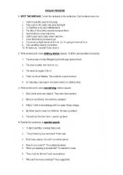 English worksheet: English grammar revision