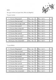 English Worksheet: mini survey