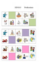 English Worksheet: BINGO CARDS - PROFESSIONS