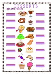 English Worksheet: name the desserts