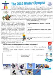 English Worksheet: The 2010 Winter Olympics