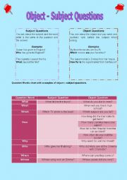 English Worksheet: Object - Subject Questions