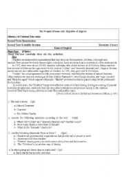 English Worksheet: exam of charities