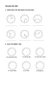 English Worksheet: Telling the time!