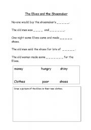 English Worksheet: Elves and the shoemaker
