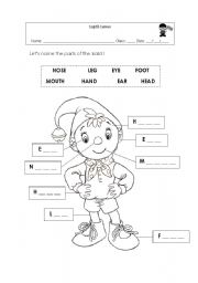 English Worksheet: Name the parts of the body