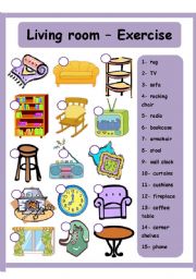 English Worksheet: Living room - House