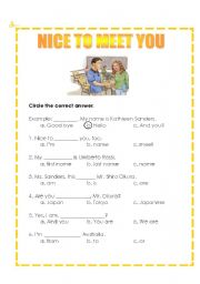 English Worksheet: Nice to meet  you