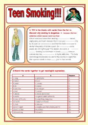 English Worksheet: Teen smoking