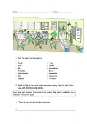 English Worksheet: there is and there are