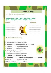 English Worksheet: Some / Any