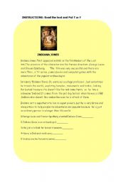 English Worksheet: Reading-Indiana Jones