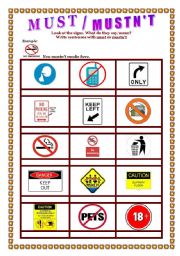 English Worksheet: MUST / MUSTNT