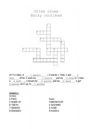 English Worksheet: Criss cross Daily routines
