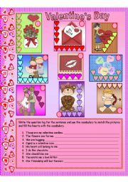 English Worksheet: san valentine vocabulary with question tag