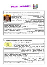 English Worksheet: SPEAKING - BRIANS LIFE (Pair work)