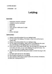 English Worksheet: How to make a Paper Ladybug