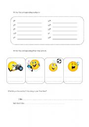 English worksheet: Ordinal numbers and free time activities